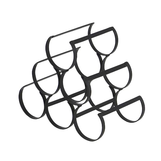 10" Black Metal Industrial Wine Holder Rack